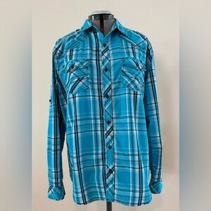 Helix Turquoise Plaid Shirt